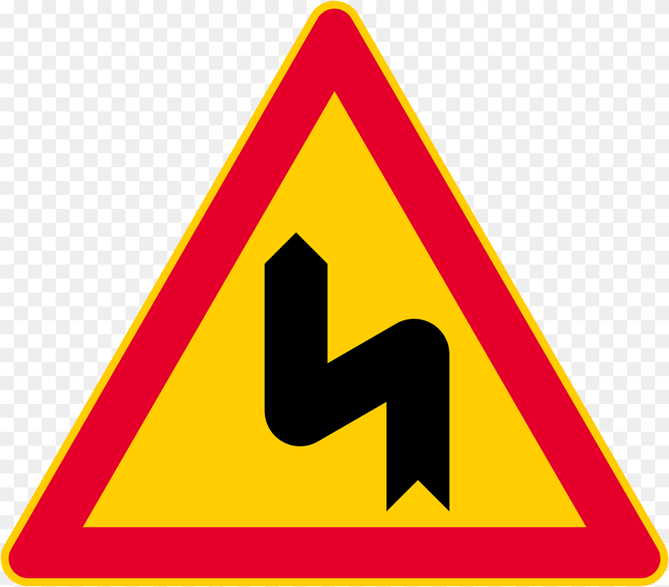 Double Bend Ahead Sign In Finland Clipart, Symbol, Road Sign Free Png