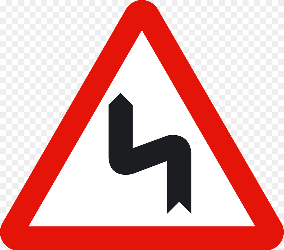 Double Bend Ahead Sign In Spain Clipart, Symbol, Road Sign, Dynamite, Weapon Free Transparent Png