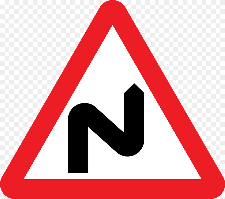 Double Bend Ahead Sign In Uk Clipart, Symbol, Road Sign, Dynamite, Weapon Png