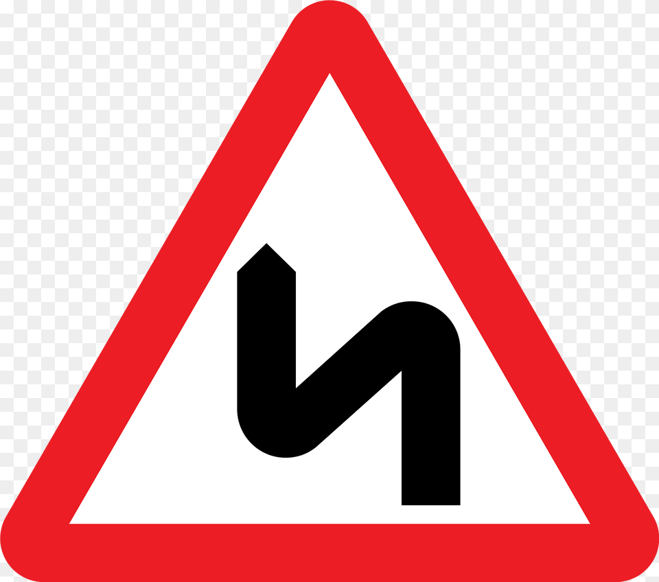 Double Bend First To The Left Right If Symbol Reversed Clipart, Sign, Road Sign, Smoke Pipe Png