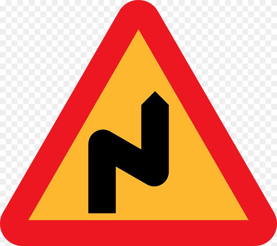 Double Bend To The Rightdouble Bendroadsignroad Zig Zag Road Sign, Symbol, Road Sign, Dynamite, Weapon Free Transparent Png