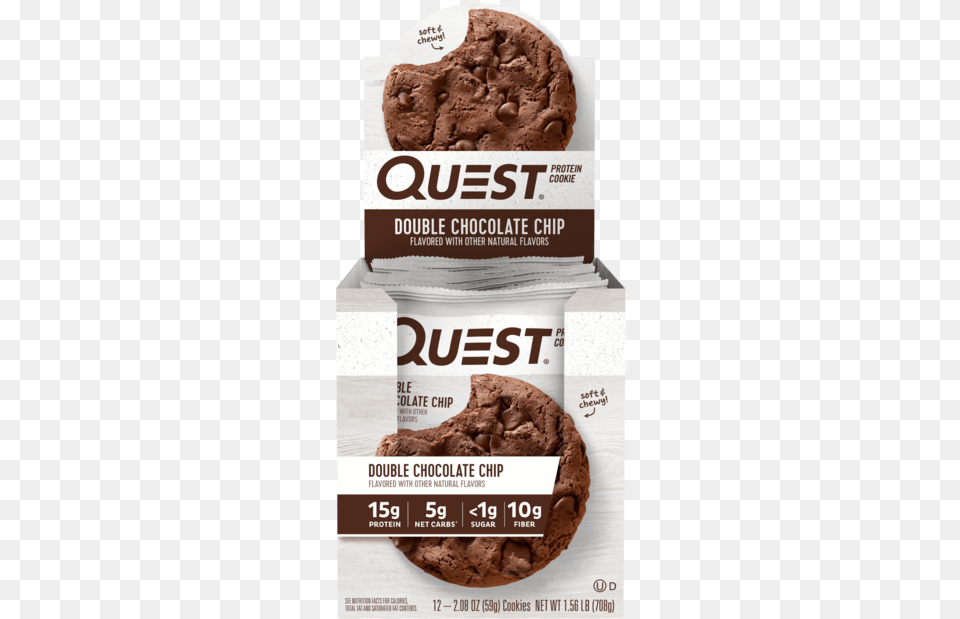 Double Chocolate Chip Protein Quest Peanut Butter Chocolate Chip Cookies, Cookie, Food, Sweets, Cocoa Png