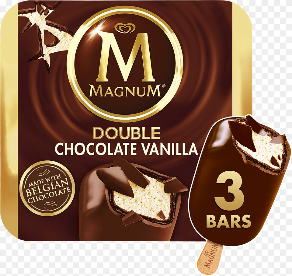 Double Chocolate Magnum Ice Cream Bar Download Magnum Ice Cream Cookies And Cream, Dessert, Food, Ice Cream, Cocoa Free Transparent Png
