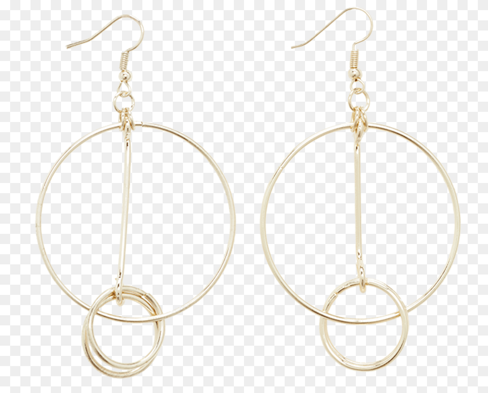Double Circle Drop Hoops In Colour Gold Earth Earrings, Accessories, Earring, Jewelry, Chandelier Free Png Download