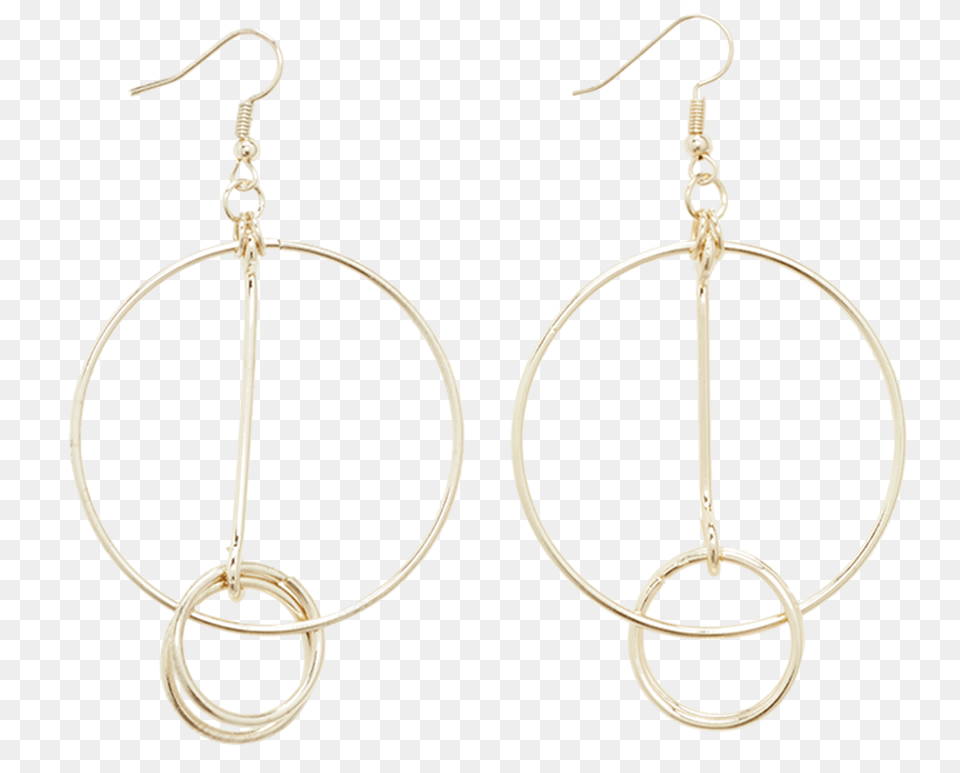 Double Circle Drop Hoops In Colour Gold Earth Earrings, Accessories, Earring, Jewelry, Chandelier Png