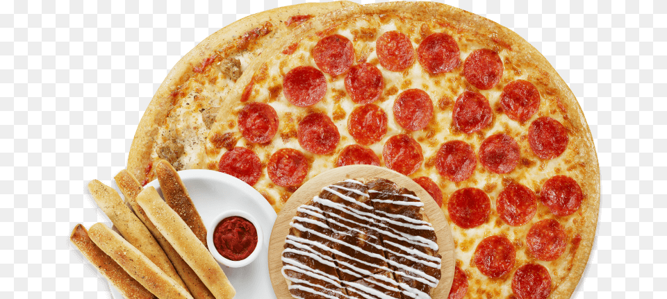 Double Deal Pizzas De Peter Piper Pizza, Food, Food Presentation, Bread, Ketchup Free Png