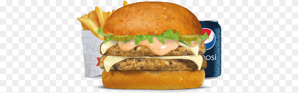 Double Diet Chicken Burger Meal Pepsi, Food Free Transparent Png