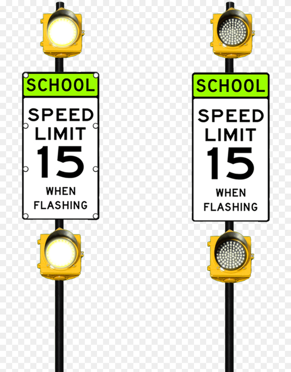 Double Flashing School Zone Sign Speed Limit Sign, Light, Symbol, Traffic Light, Road Sign Free Png