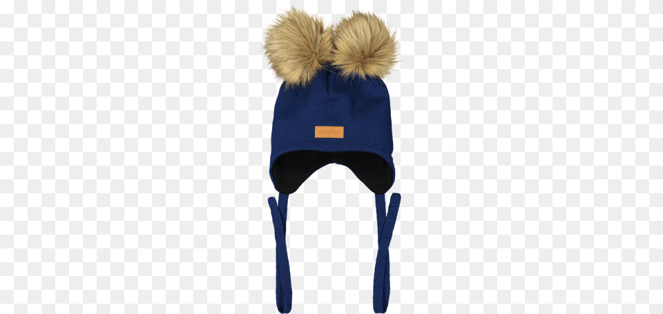 Double Furry Baby Beanie Night Blue Infant, Clothing, Hat, Cap, Person Free Png Download