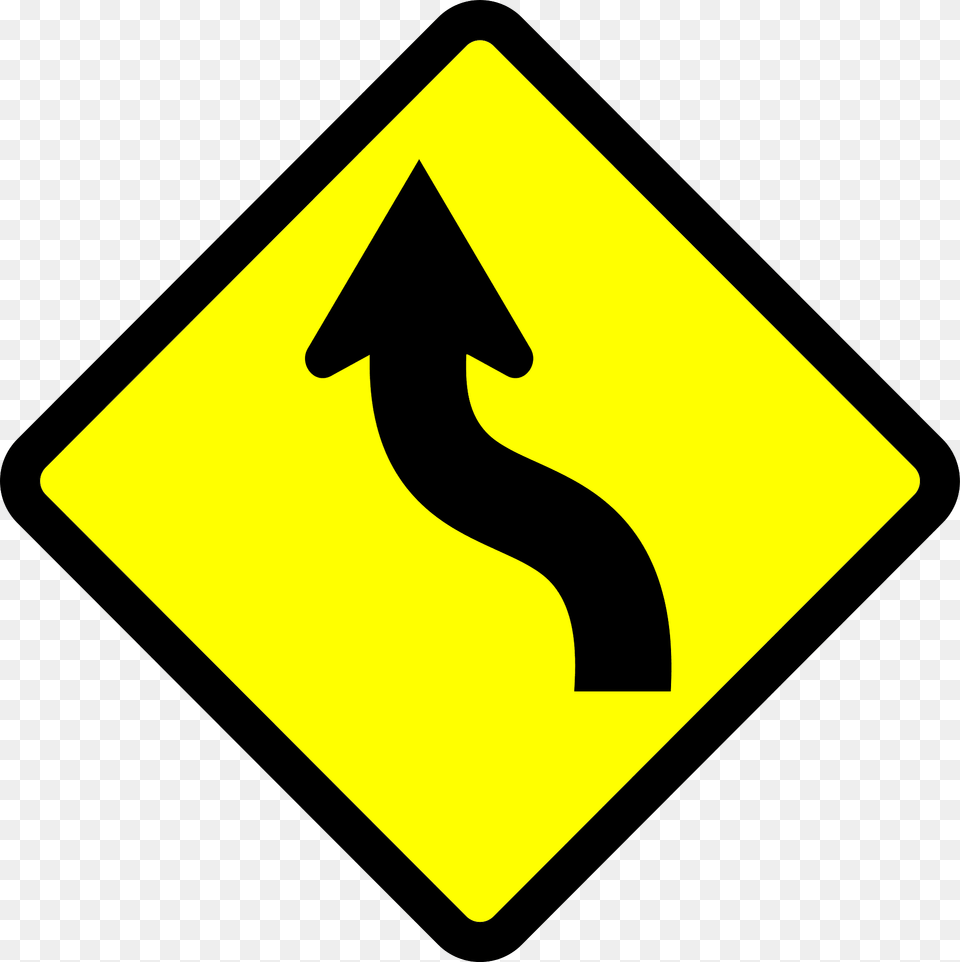 Double Gentle Curve Ahead Sign In Indonesia Clipart, Road Sign, Symbol, Blackboard Free Png
