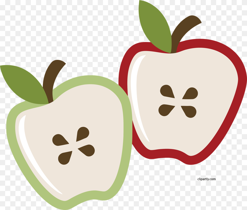 Double Half Apple Clipart Apple Slices Clipart, Food, Fruit, Plant, Produce Free Transparent Png