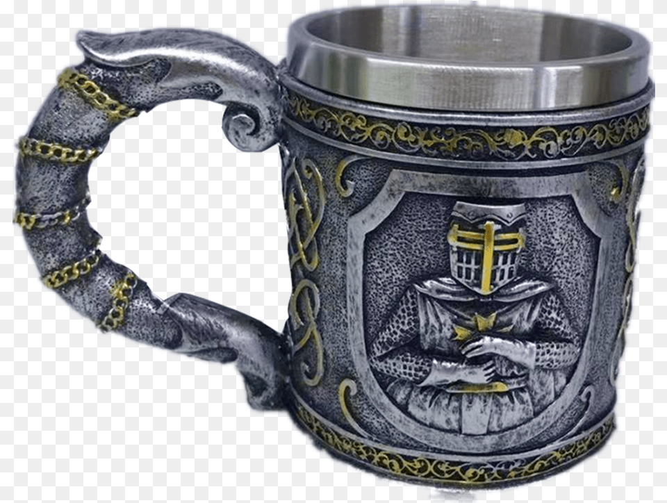 Double Handle Horn Skulls Beer Cup Viking Warrior Skulls Mug, Stein, Person Free Png Download