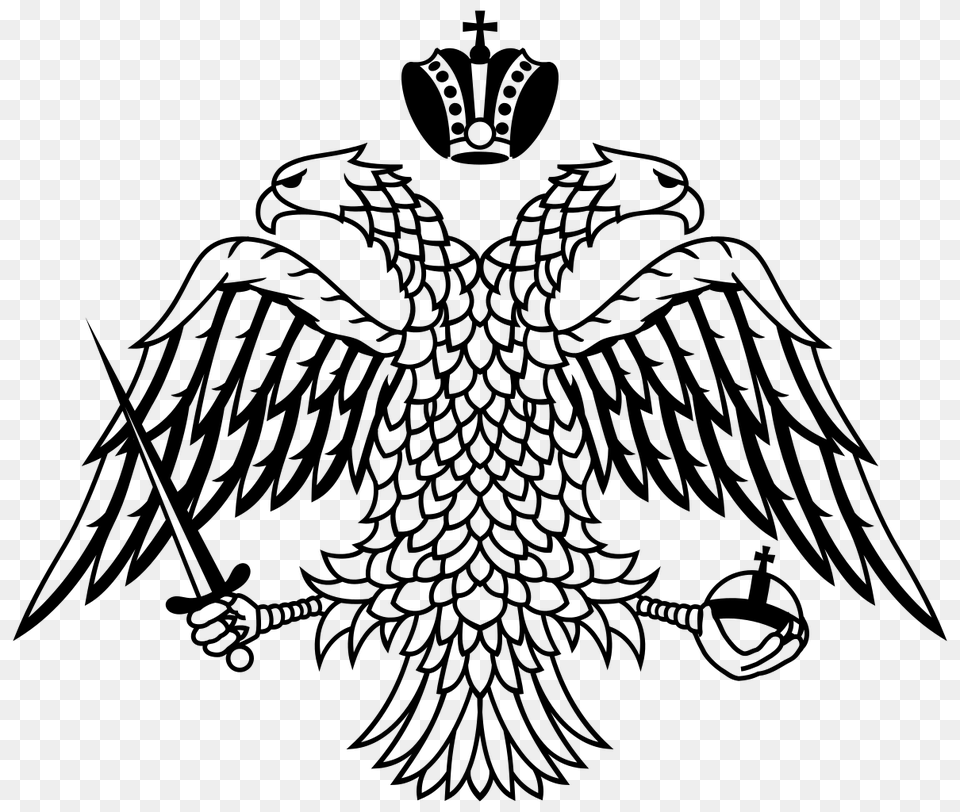 Double Headed Eagle Of The Greek Orthodox Church, Gray Png Image