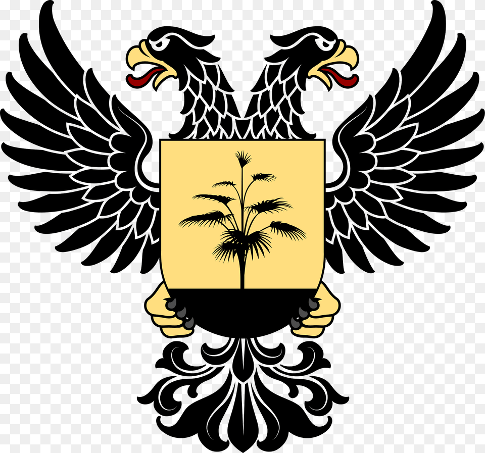 Double Headed Eagle With The Coa Of The Donets Basin Clipart, Emblem, Symbol, Animal, Bird Free Png Download