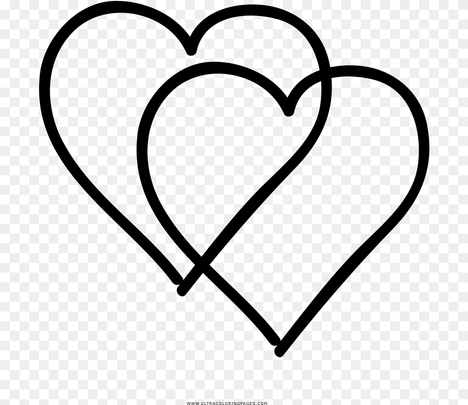 Double Heart Coloring, Gray Free Png Download