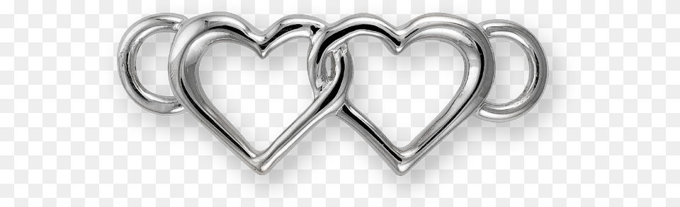 Double Heart Solid, Silver, Accessories Png Image