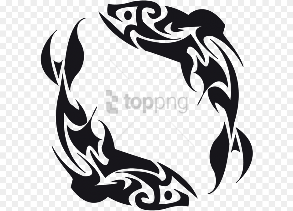 Double Koi Fish Tattoo With Transparent Polynesian Tribal Fish Tattoo Png Image