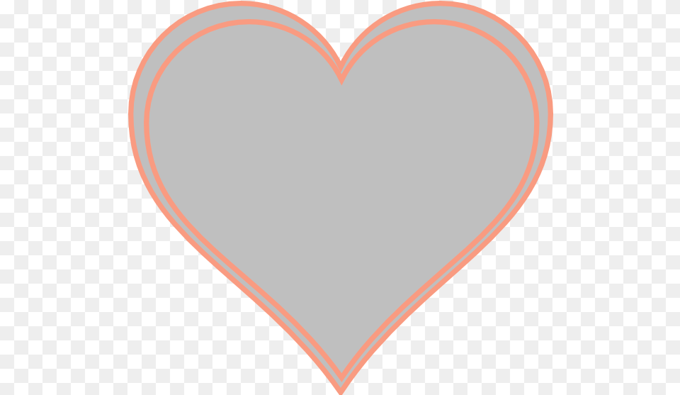 Double Outline Heart Peach With Grey Clip Art Girly Png
