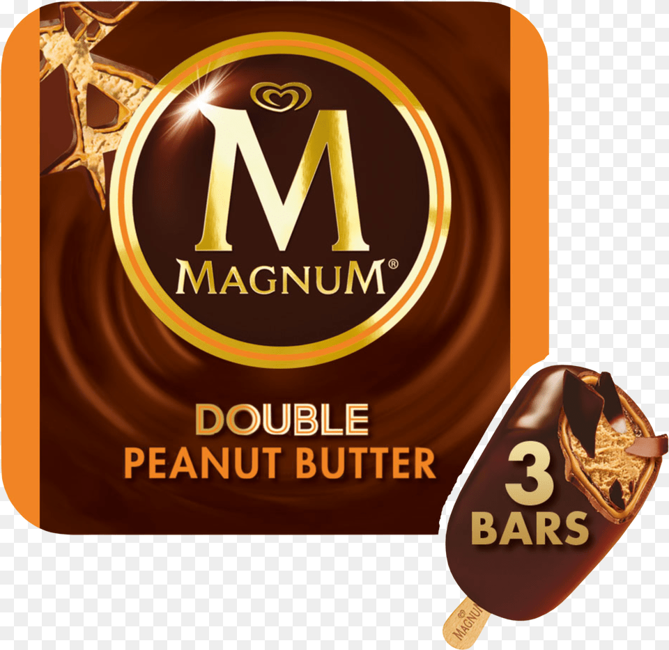 Double Peanut Butter Fr Magnum Ice Cream Cookies And Cream, Chocolate, Dessert, Food, Ice Cream Png Image