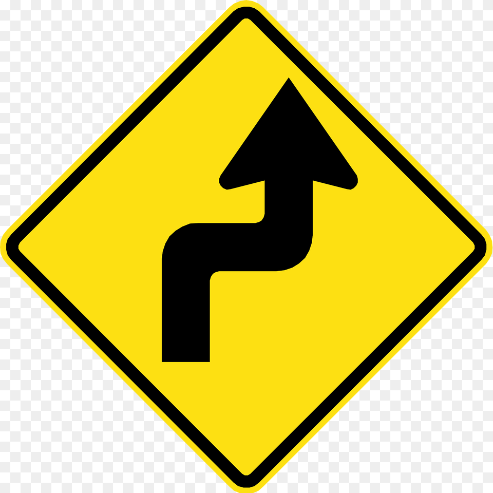 Double Sharp Curve Ahead Sign In Chile Clipart, Road Sign, Symbol Png Image