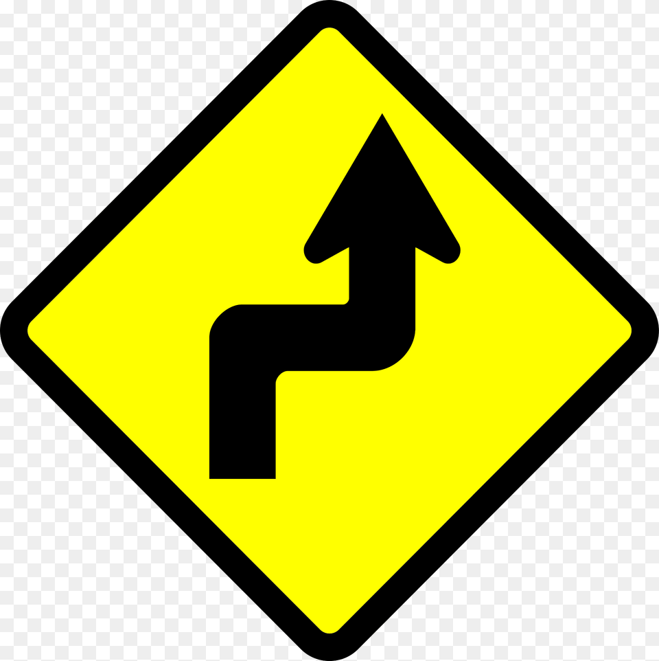 Double Sharp Curve Ahead Sign In Indonesia Clipart, Symbol, Road Sign, Blackboard Free Png