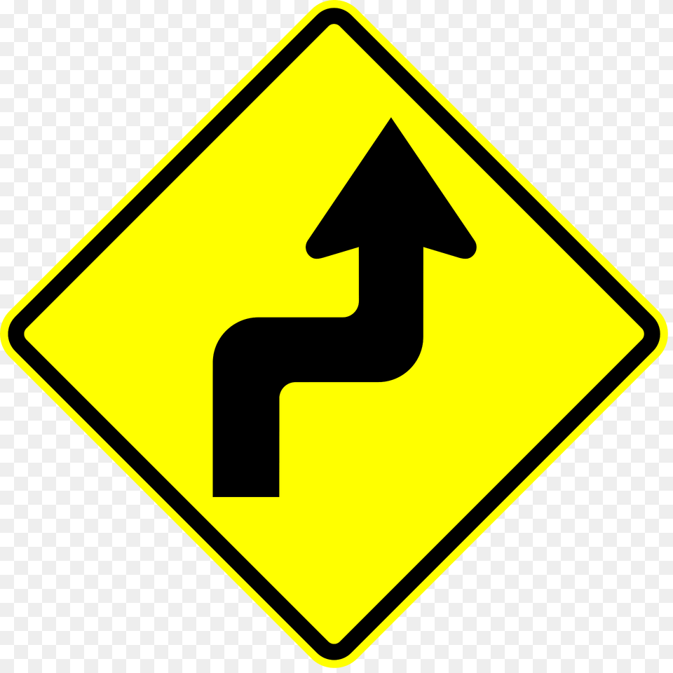 Double Sharp Curve Ahead Sign In Panama Clipart, Symbol, Road Sign Png Image