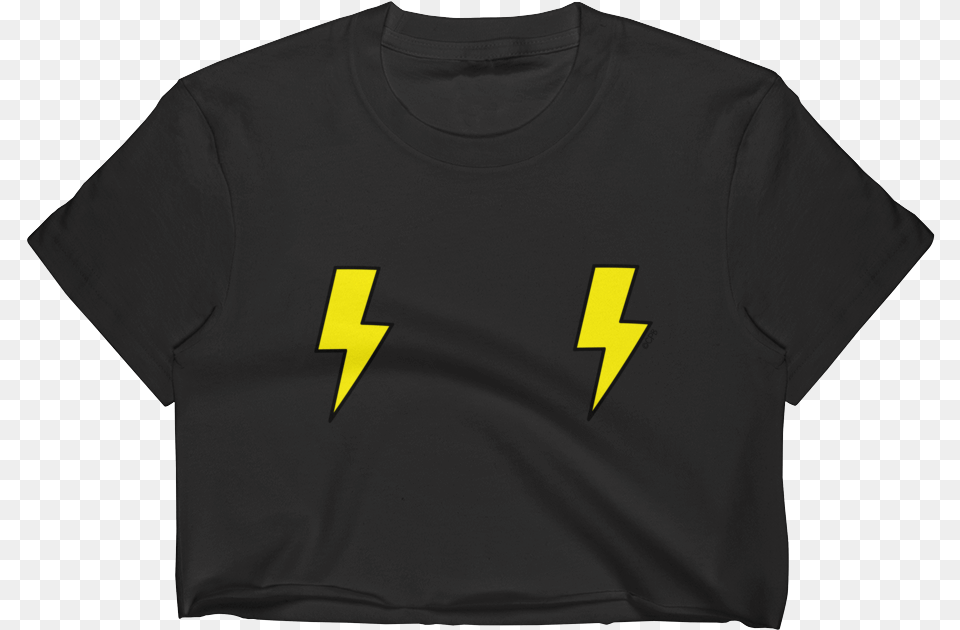 Double Yellow Lightning Bolts T Shirt Crop Top Active Shirt, Clothing, T-shirt Free Png Download