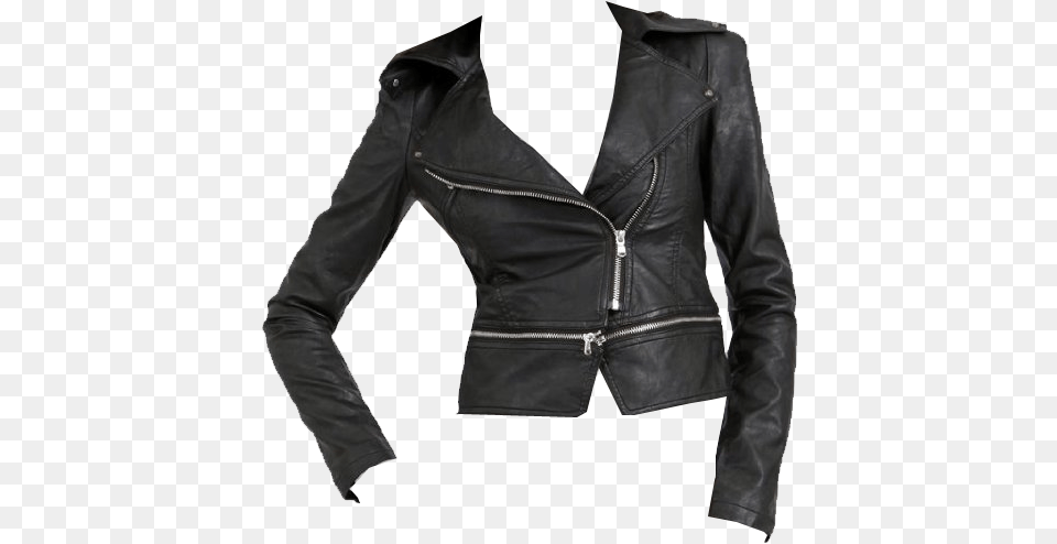 Doublju Women39s Zipper Point Simple Faux Leather Jacket Leather Jacket, Clothing, Coat, Leather Jacket Free Png Download