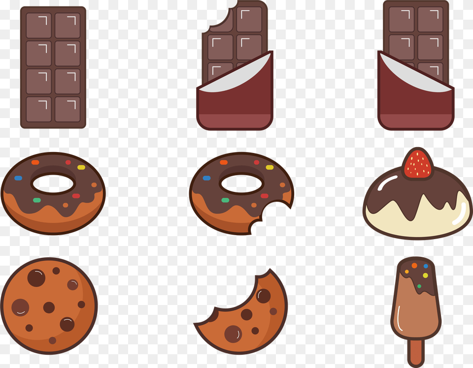 Doughnut Food Vector Cartoon Cute Chocolate Taste Chocolate Vector, Sweets, Donut Free Transparent Png