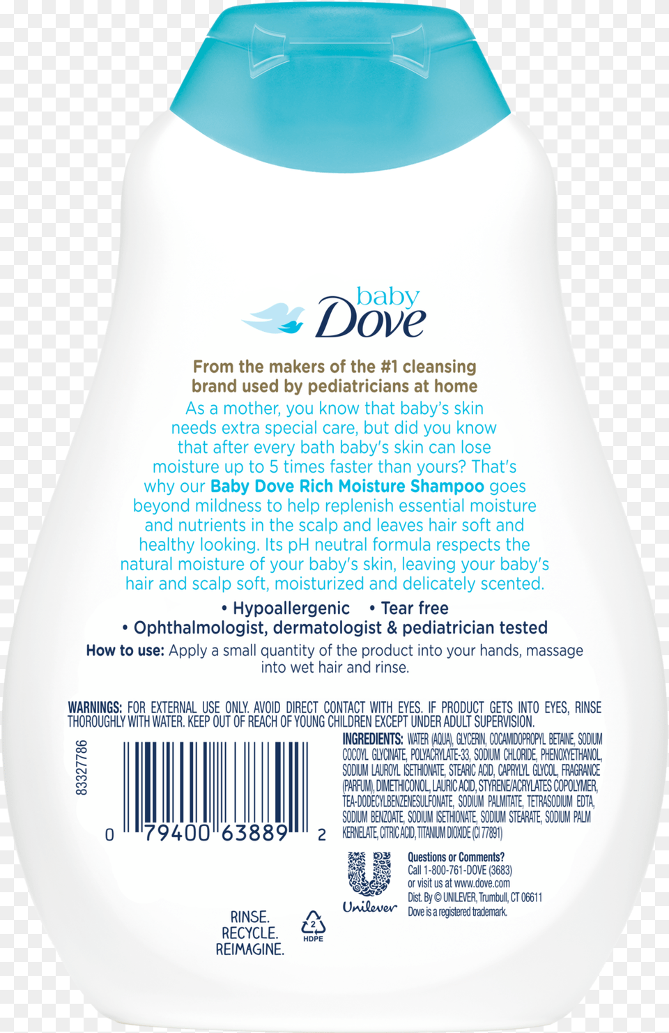 Dove Baby Tear Shampoo Rich Moisture 13 Oz, Bottle, Lotion Free Png Download