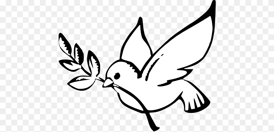 Dove Peace Black White Line, Stencil Free Transparent Png