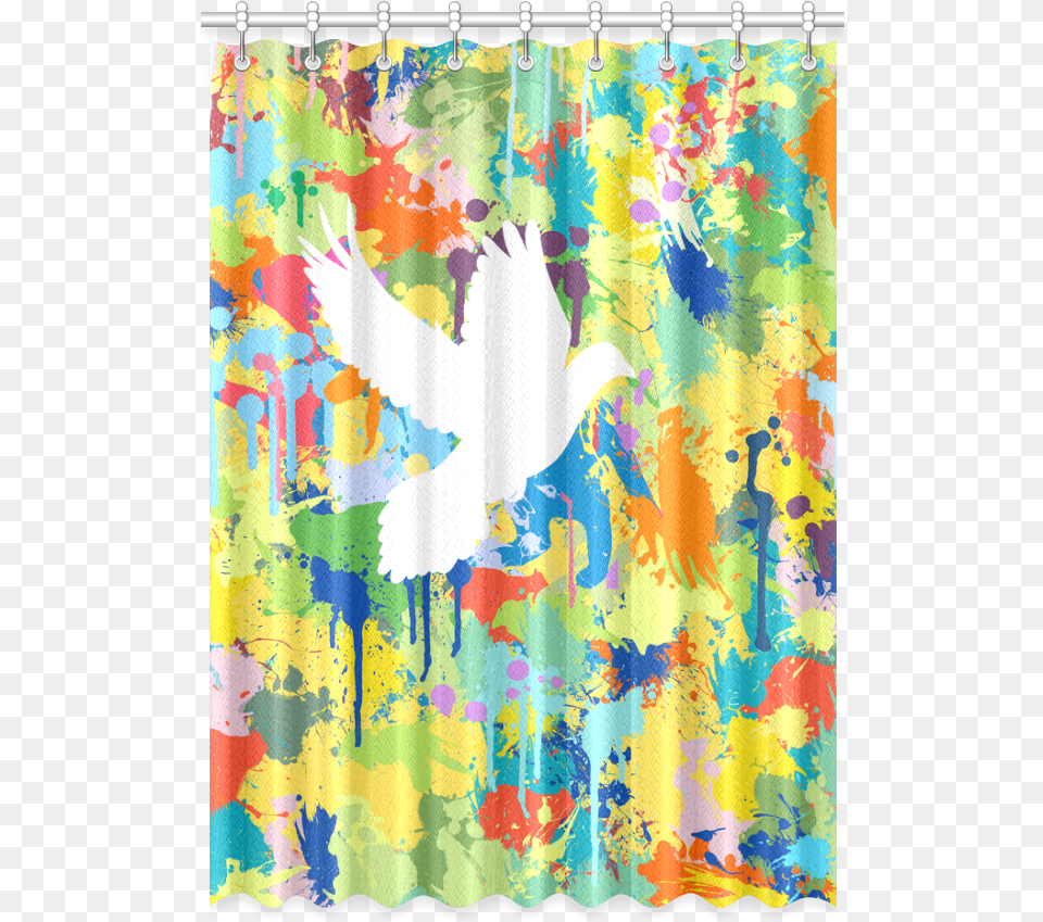 Dove White Colorful Splat Complete Window Curtain Window Valance, Shower Curtain Free Transparent Png