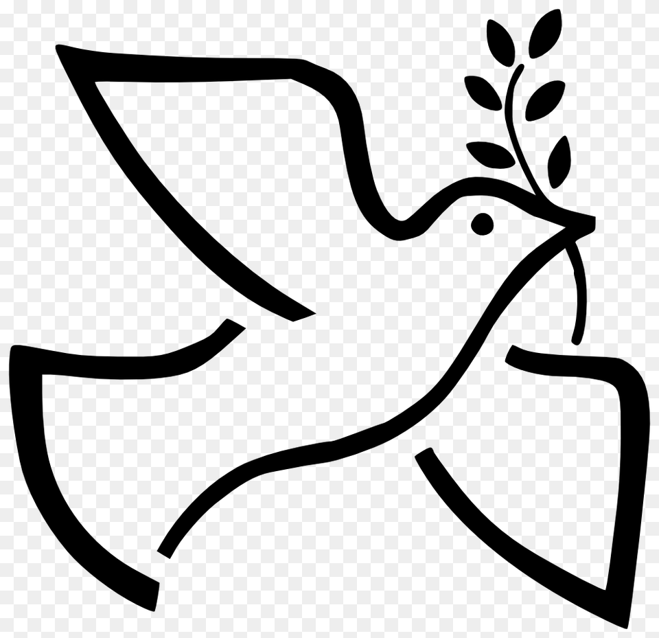 Dove With Olive Branch Symbol Of Peace Tats, Stencil, Bow, Weapon Free Transparent Png
