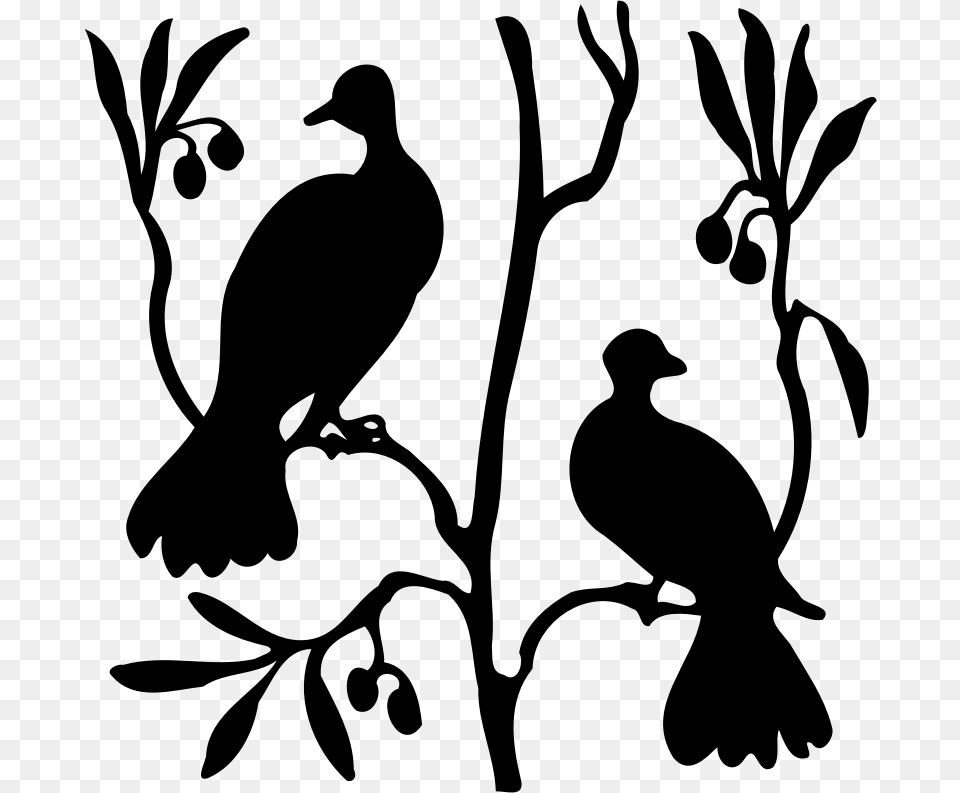 Doves Silhouette, Gray Free Png