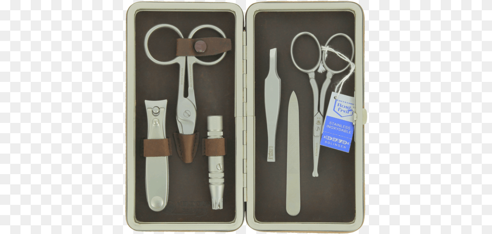 Dovo 6 Piece Manicure Set Brown Leather Magnetic Case Dovo 6 Piece Manicure Set In Brown Leather Magnetic Free Transparent Png