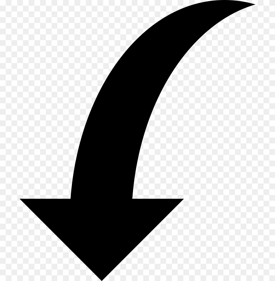 Down Curved Arrow Comments Black Curved Arrow, Symbol Free Png Download