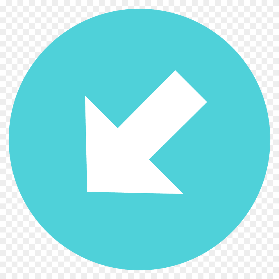 Down Left Arrow Emoji Clipart, Sign, Symbol, Disk Free Transparent Png