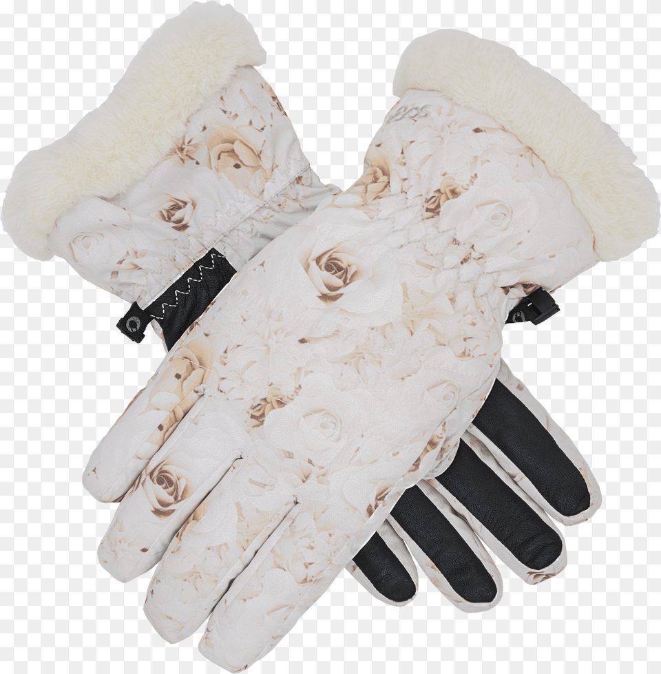 Down With Fur Trim Gloves White Roses Png