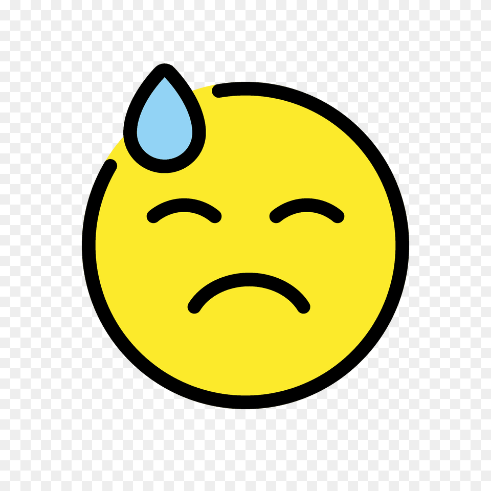 Downcast Face With Sweat Emoji Clipart, Person, Logo, Head Png