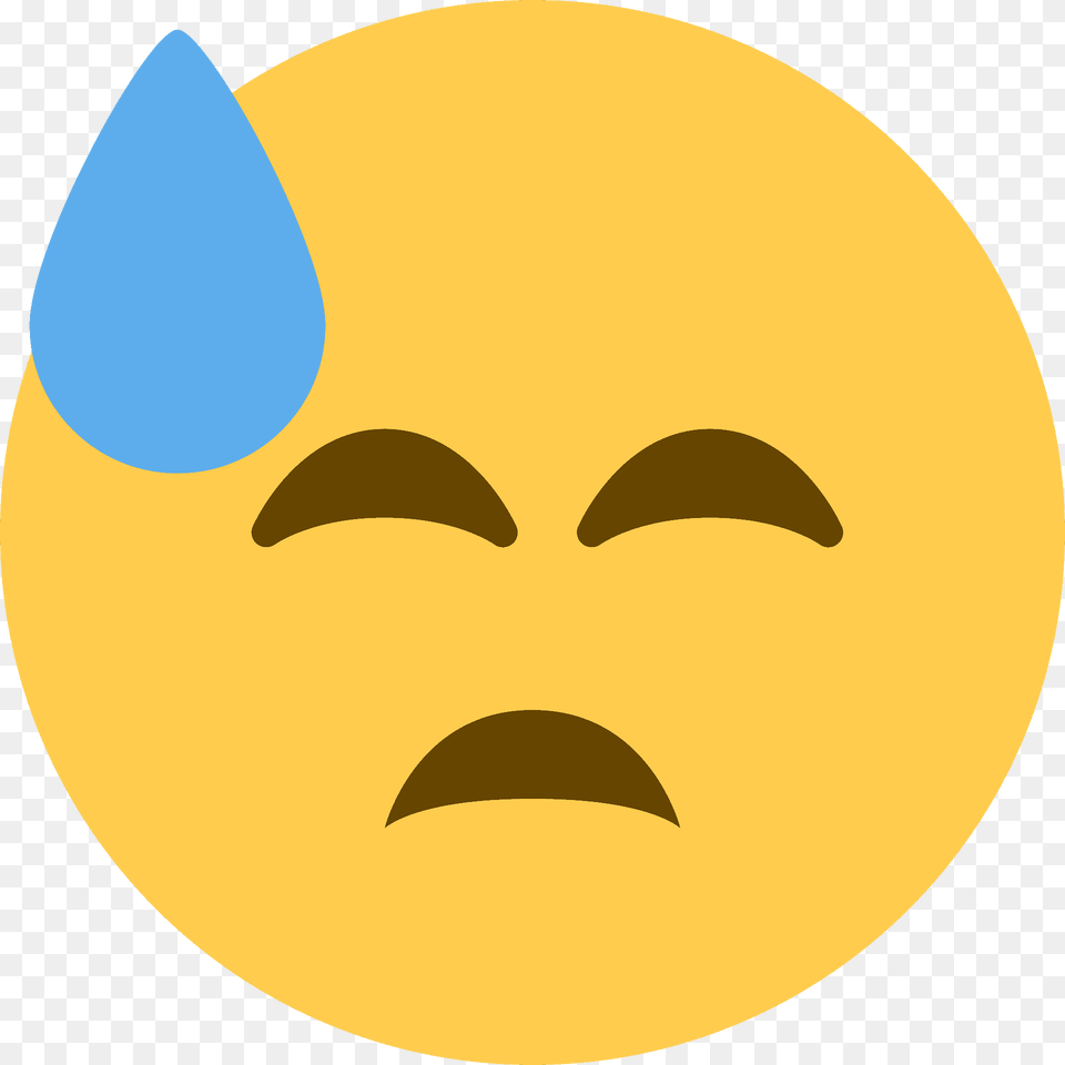 Downcast Face With Sweat Emoji Clipart, Logo, Astronomy, Moon, Nature Free Transparent Png