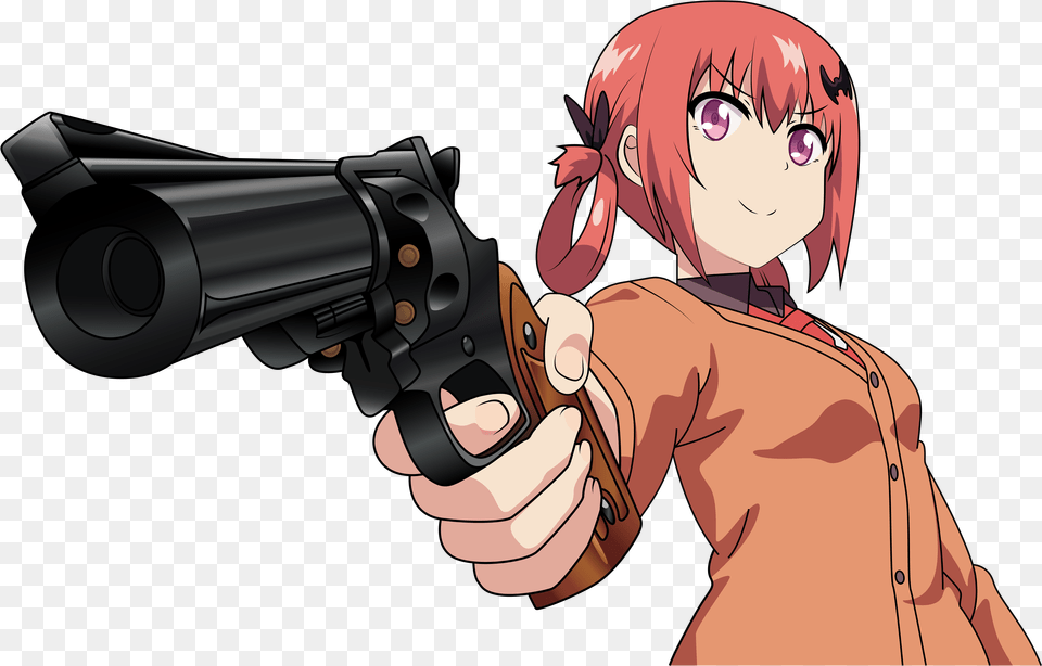 Download 00 Sold Out Good Morning Say It Back Anime Full Satania Gun, Handgun, Weapon, Firearm, Person Png Image