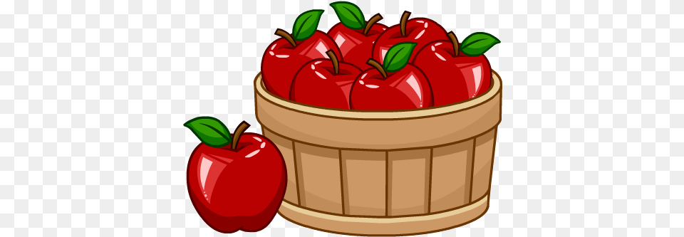 10 Apples Puffle Food Basket Of Apples Full 10 Manzanas En Caricatura, Apple, Dynamite, Fruit, Plant Free Png Download