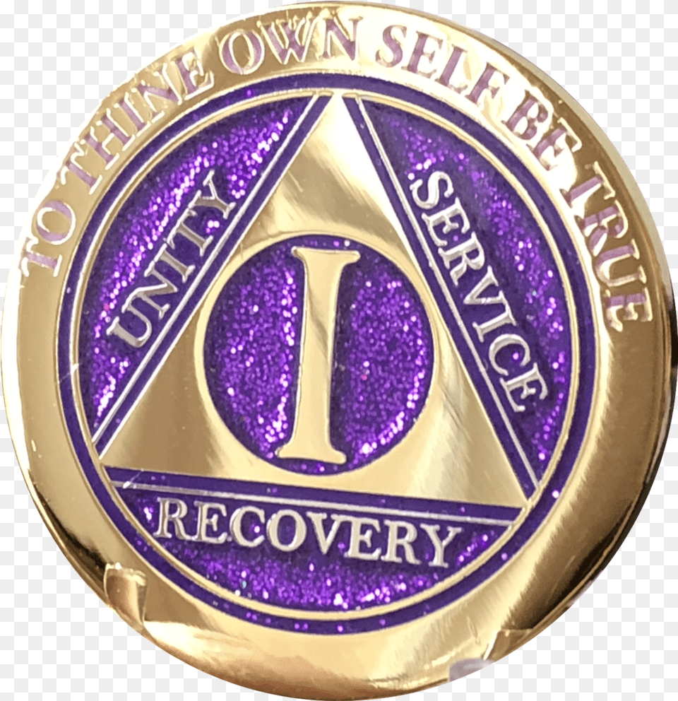 Download 10 Year Aa Medallion Elegant Glitter Purple Gold Badge, Logo, Symbol Png Image