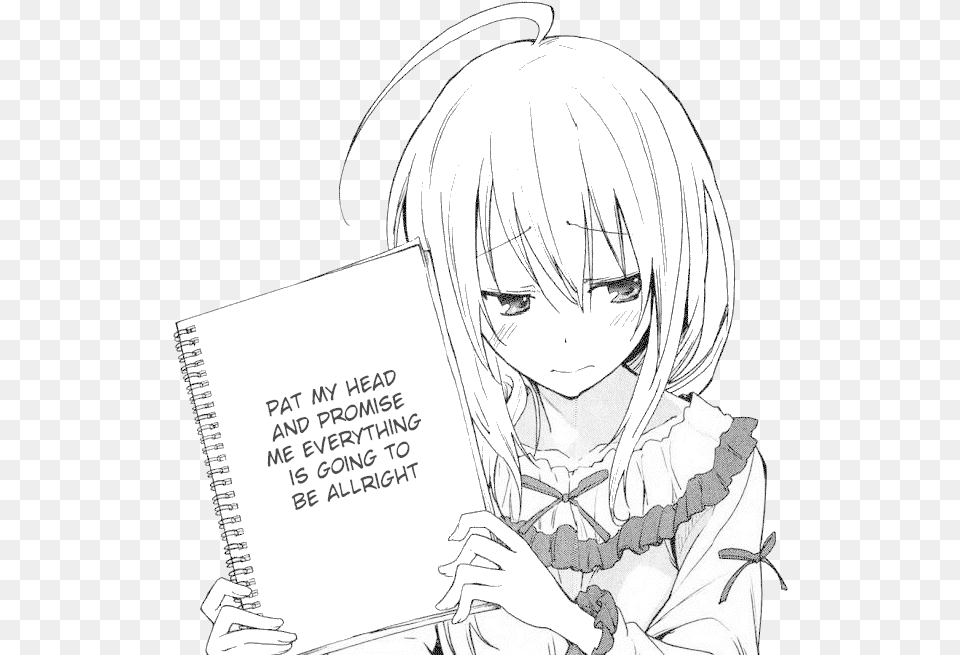 Download Transparent Anime Girl Holding Hd Sad Tsundere, Book, Comics, Publication, Adult Free Png