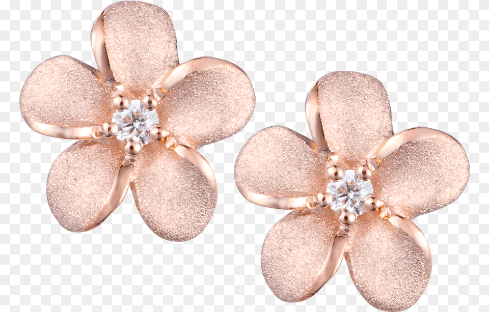 Download 14k Rose Gold Plumeria Diamond Earrings Body Artificial Flower, Accessories, Earring, Jewelry, Gemstone Png