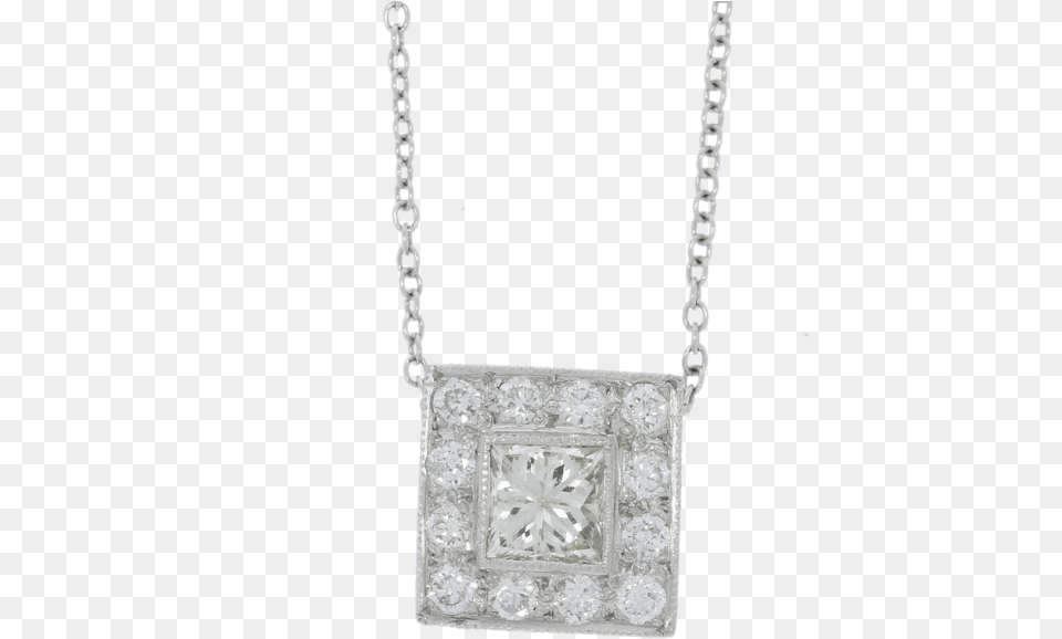 Download 18ct White Gold Square Design Diamond Pendant Collana Perle Mimi Prezzo, Accessories, Gemstone, Jewelry, Necklace Png Image