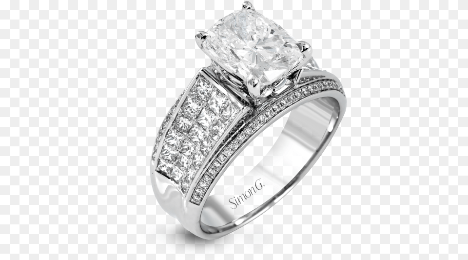 Download 18k White Gold Wide Band Contemporary Engagement Engagement Ring, Accessories, Diamond, Gemstone, Jewelry Png