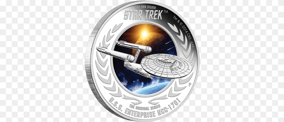 2015 1oz Silver Proof Coin 1 Oz 2015 Star Trek Star Trek Silver Coin, Disk, Money Free Png Download