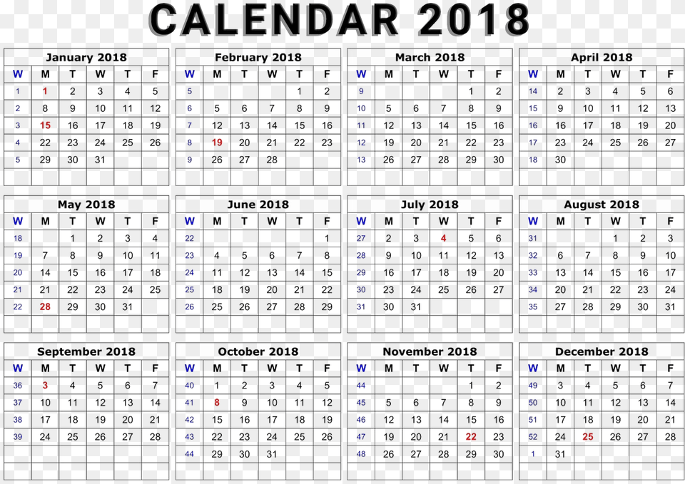 2018 Calendar Transparent Image Printable 2018 Desk Calendar, Scoreboard, Text Free Png Download