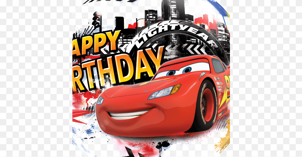 Download 22quot Single Bubble Lightning Mcqueen Birthday 22quot Single Bubble Lightning Mcqueen Birthday Mylar, Vehicle, Car, Transportation, Wheel Png Image